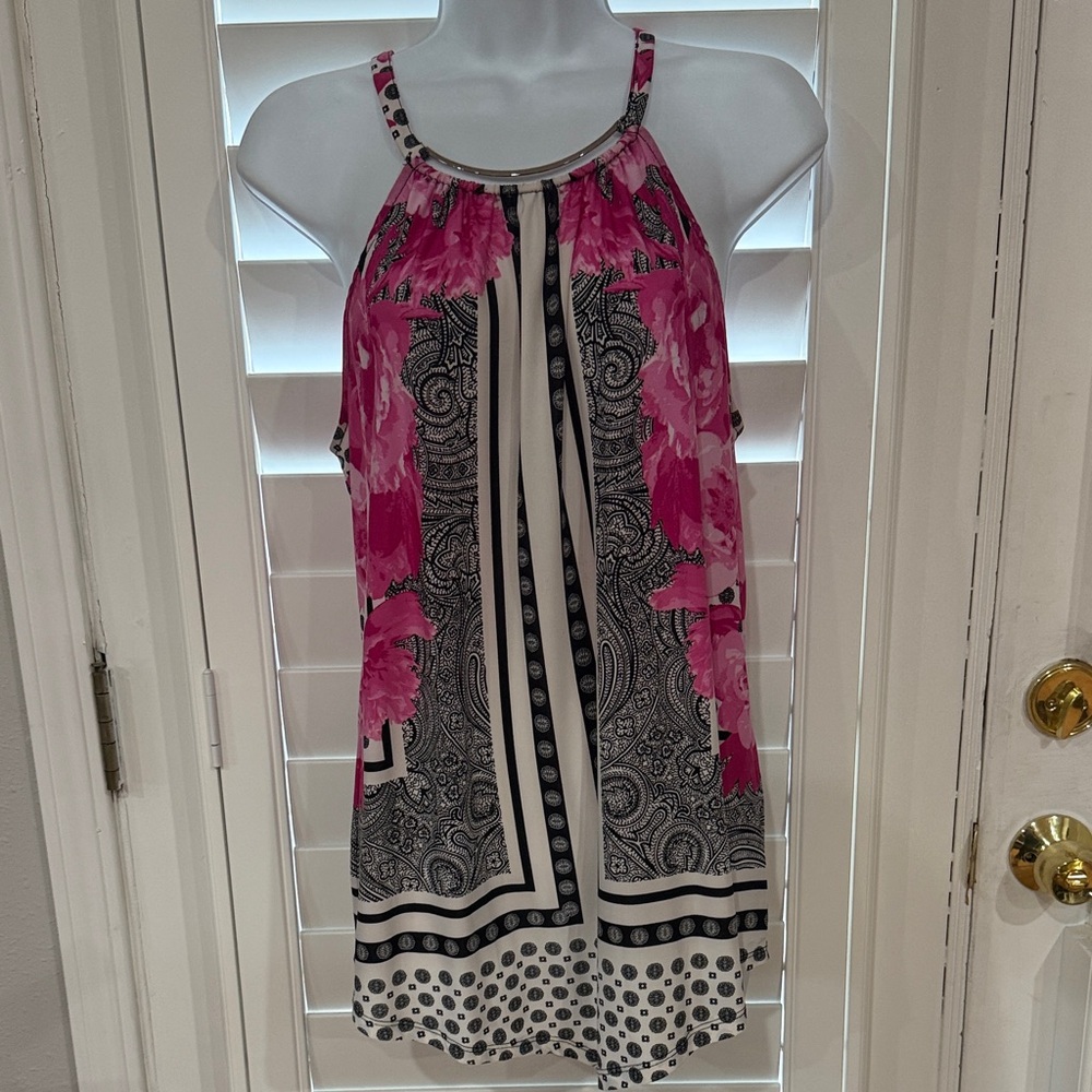 INC International Concepts Pink and Black Paisley Blouse